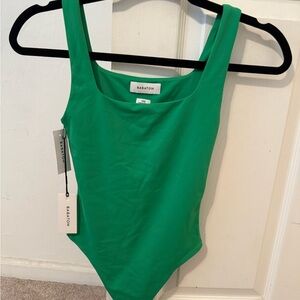 Aritzia Contour Babaton Gloss Green Bodysuit 2XS NWT